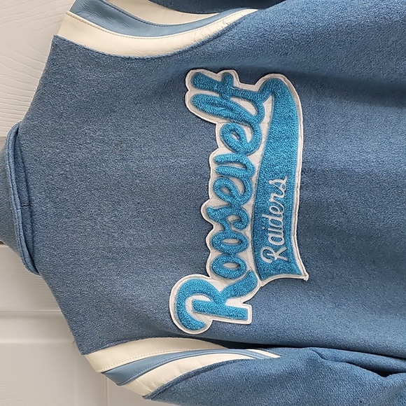 Vintage Butwin Wool Varsity High School Jacket Light Blue & White + Pins Dan - Picture 11 of 14